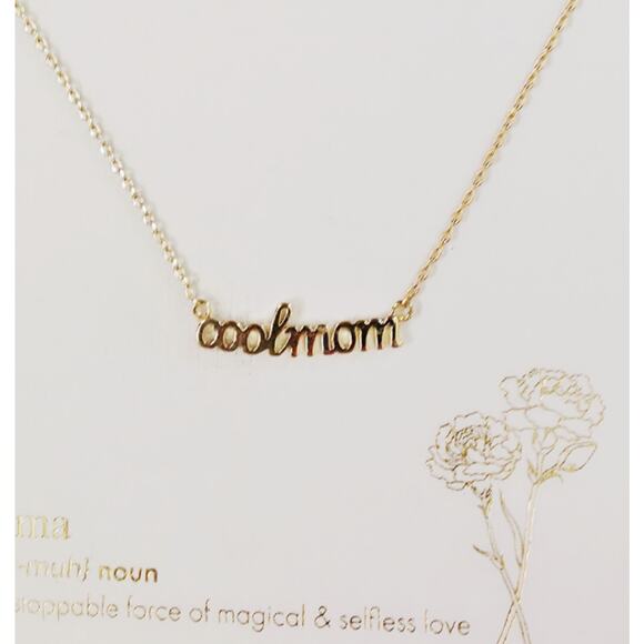 NWT Gold Cool Mom Script Necklace 16 in Gift Ready - Picture 2 of 3